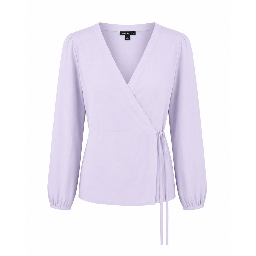 J. Crew Lilac Faux Wrap Blouse Womens 12 Tie Waist 100% Rayon Career Casual - Picture 2 of 13